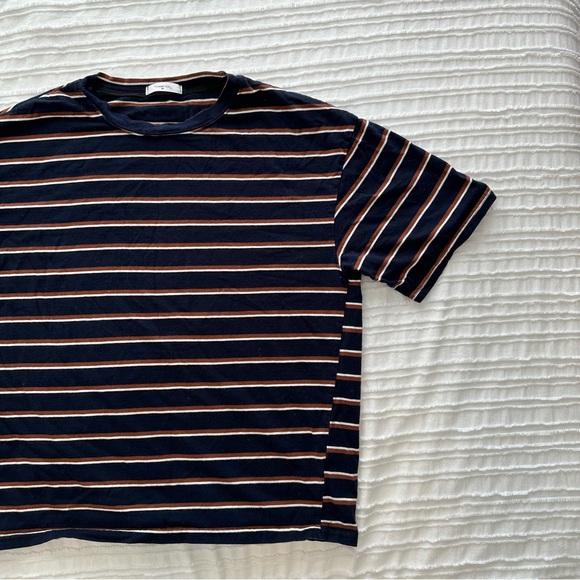 Boxy OversizedStriped Navy, Brown and White T-Shirt - Picture 11 of 14